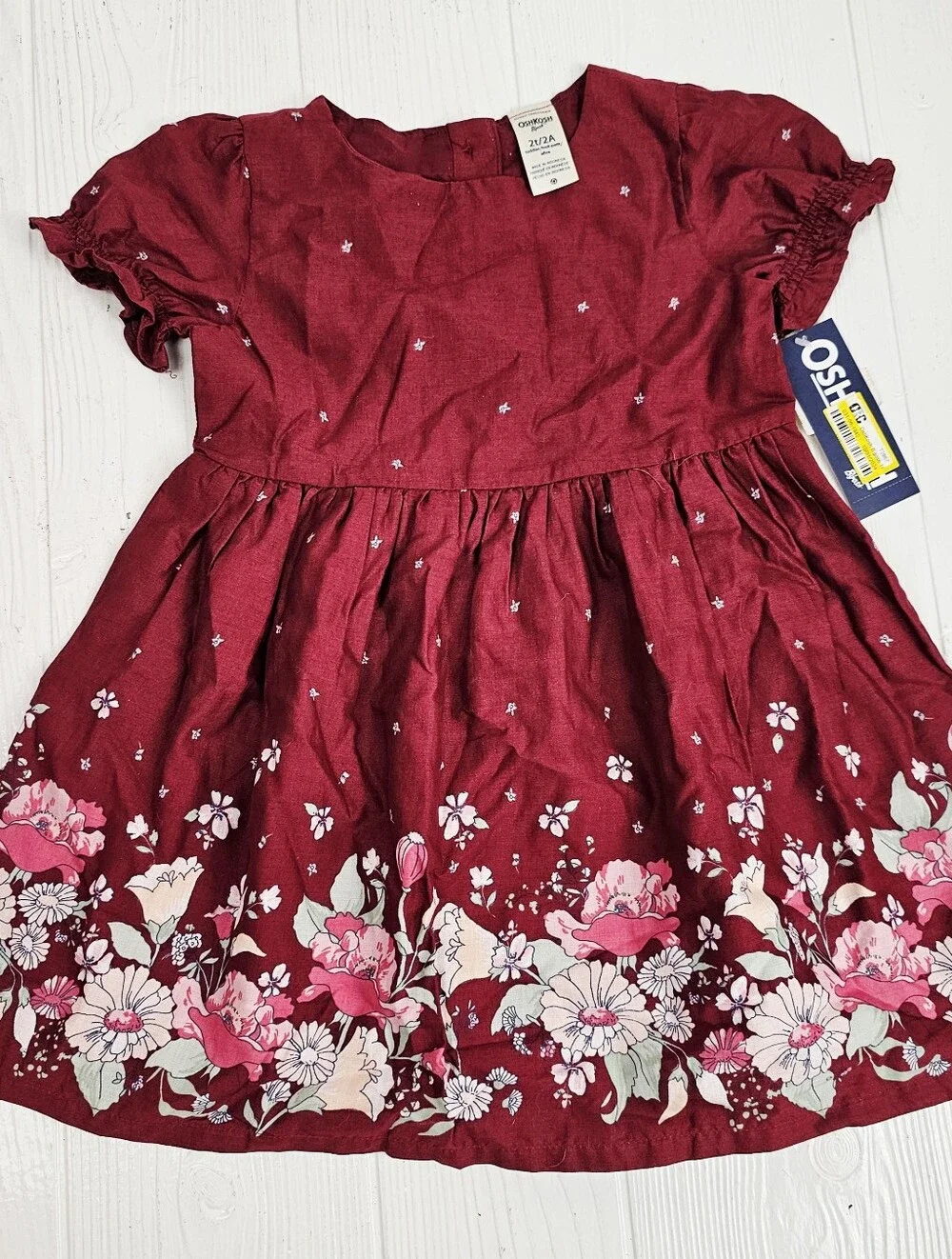 OshKosh B'gosh Toddler Girls Burgundy Floral Dress